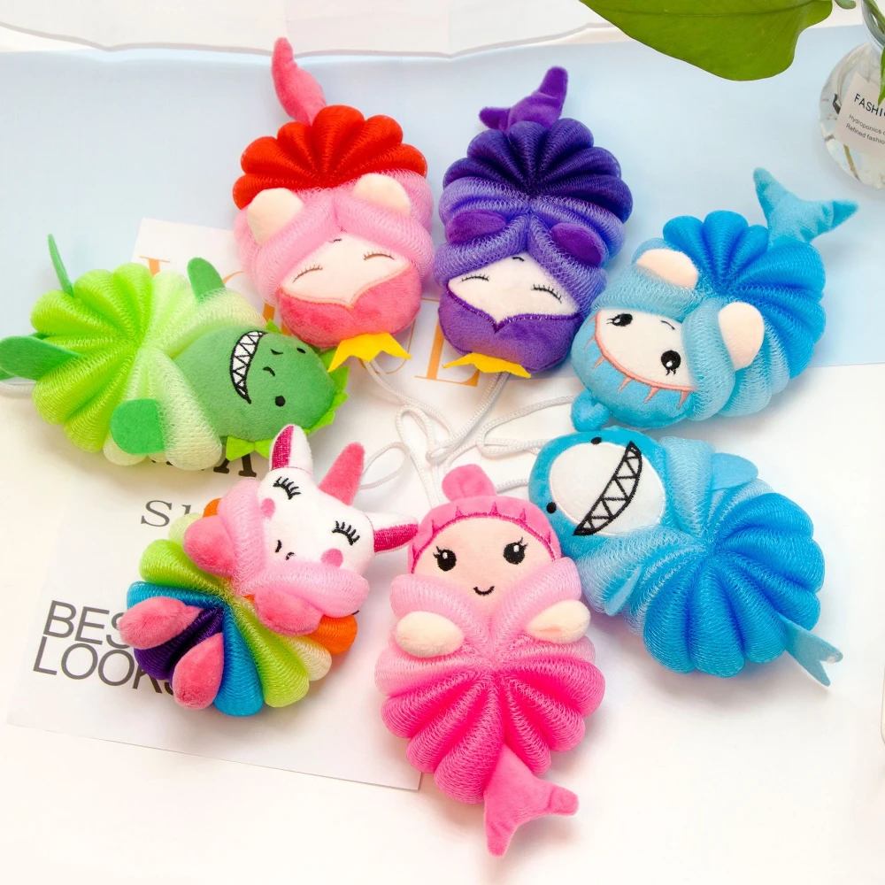 Mermaid Unicorn ฟองน้ำ Mandi Bola อาบน้ำ Rub อาบน้ำ Wash Body หม้อฟองน้ำ Scrubber สีทนทานแปรงนวดสำหรับเครื่องมือสำหรับเด็ก
