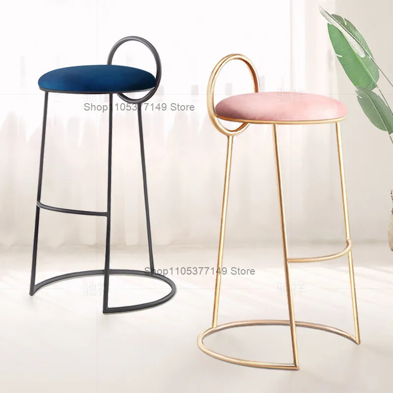 Taburete alto minimalista moderno, silla de bar de lujo ligero, taburete alto para mostrador de recepción, silla para uso doméstico con respaldo, para ocio