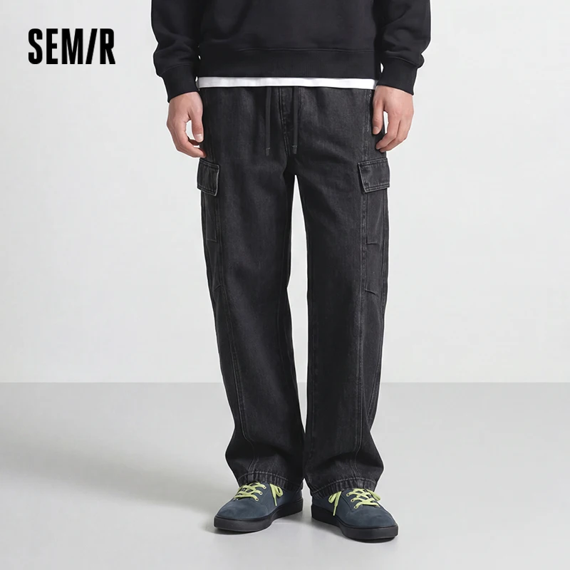 Pantalones Vaqueros Semir para Hombre, Corte Curvo, Bolsillos Cargo, Cintura Elástica, Otoño 2026, Cómodos, Estilo Urbano, Uso Diario