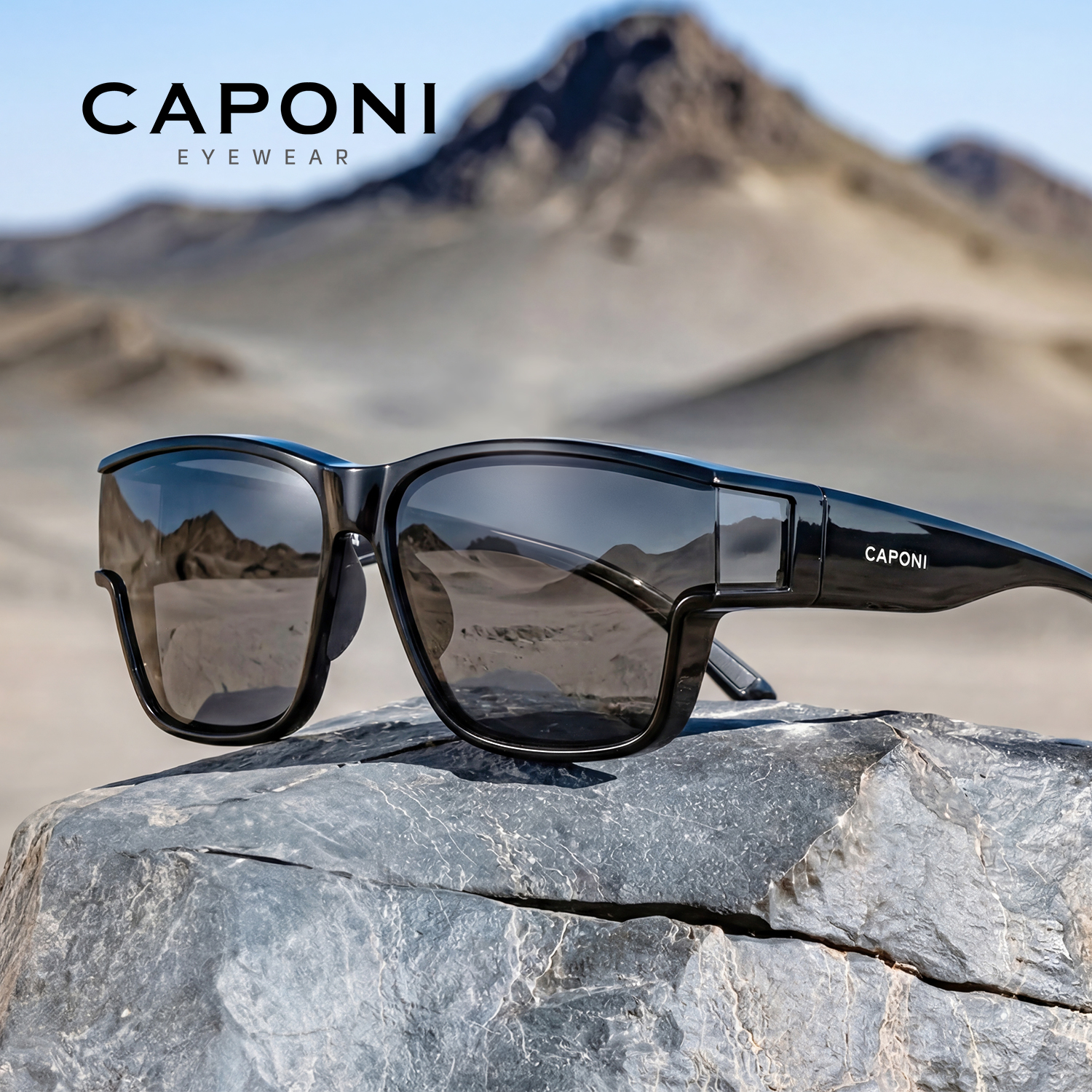 CAPONI Fit Over Sunglasse Polarized Men Sun Glasses Photochromic Day and Night Use Outdoor Driving Frame Cover Goggles BS36703