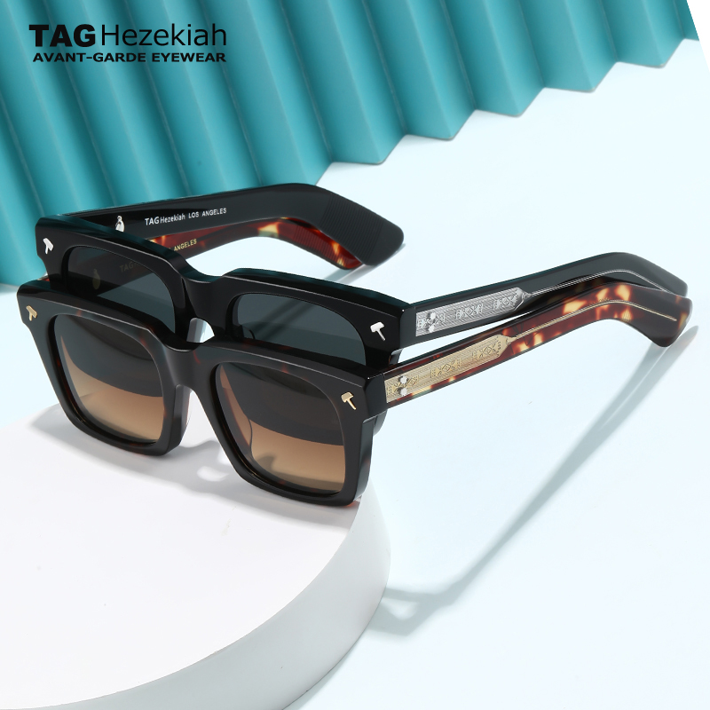 Occhiali da sole alla moda in tartaruga con montatura quadrata di marca di lusso SQUENTIN Occhiali da sole artigianali di design da uomo Occhiali da sole in acetato retrò