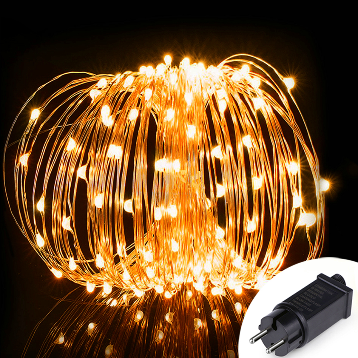 Guirlande lumineuse LED en cuivre, 100 à 10m, décoration de fête de noël, étanche, pour l'extérieur et l'intérieur, pour chambre à coucher, balcon, fenêtre