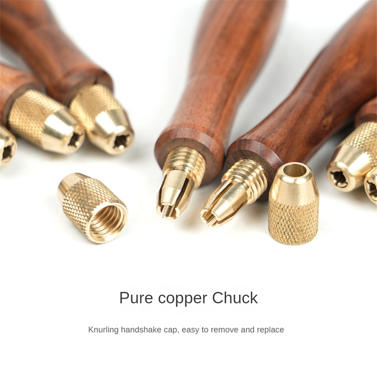 【Ship Within】Wood File Handle Wooden Handles with Brass Collet Chuck for Small Files Accessories DIY