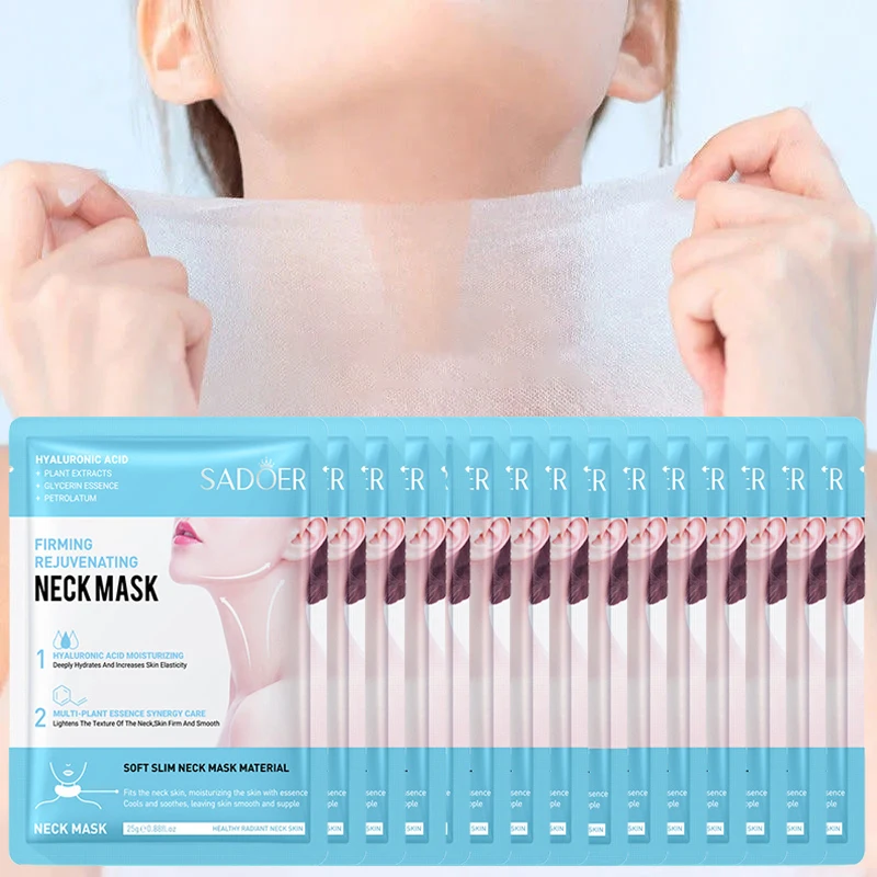 10 pièces SADOER acide hyaluronique cou masque collagène raffermissant cou masques nourrissant éclaircissant beauté hydratant cou soins de la peau