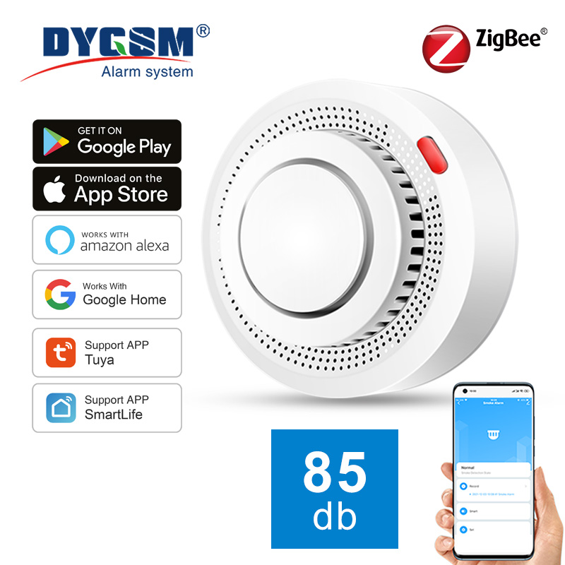 Tuya-Detector de humo inteligente Zigbee, monitoreo en tiempo Real para el hogar, notificación de alarma remota, Control por aplicación, funciona con necesita concentrador Zigbee