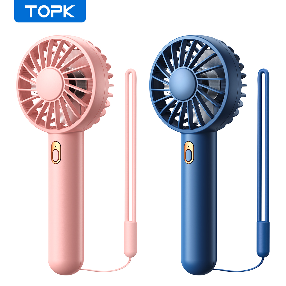 Topk พัดลม USB แบบพกพาขนาดเล็กชาร์จไฟได้1800มิลลิแอมป์ต่อชั่วโมง, พัดลมตั้งโต๊ะขนาด3-9ชั่วโมงทำงานดีไซน์น่ารักสำหรับห้อง