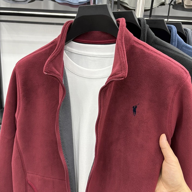 Sudadera cárdigan de marca de alta gama para hombre, abrigo de felpa bordado Paul a la moda de diseñador, chaqueta informal cálida y gruesa de otoño 2025