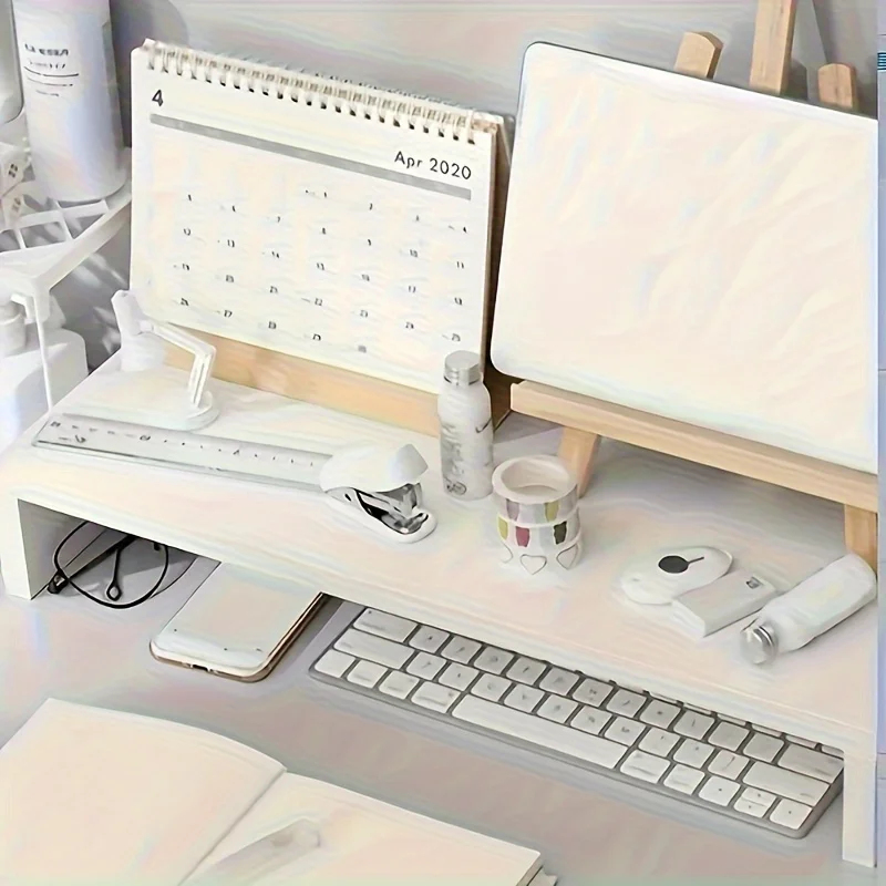 Stable Base Wood Desktop Computer Stand Eyesight Protection Protect Cervical Spine Office Laptop Riser Large Load Bearing