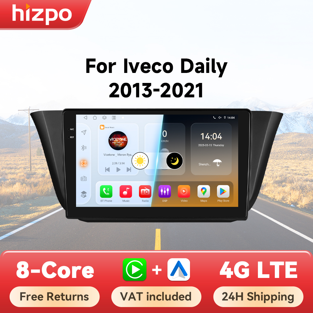 Hizpo 9 "Android Auto Radio untuk Iveco harian 2013 2014 2015 2016 2017 2018 2019 2020 Carplay mobil Multimedia Player GPS 2din