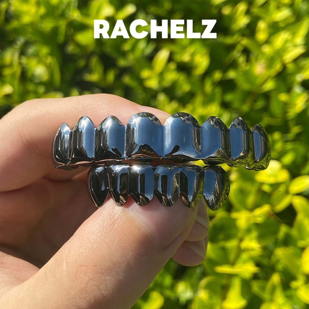 Декоративные колпачки для зубов RACHELZ, глянцевые колпачки для зубов в стиле хип-хоп, черного цвета, 8/6