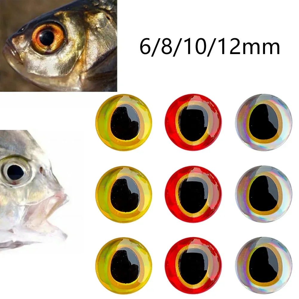 100 stks Vissen Lokken Ogen Fish Eye Voor Vliegbindset 3D-Holografische Stickers 6/8/10/12mm Professionele Lokken Ogen Visgerei Accessoires
