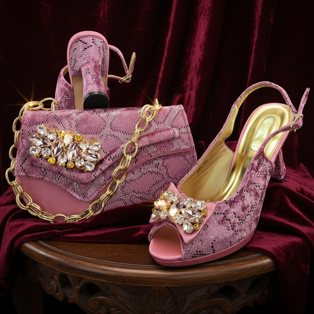 Nuovi Arrivi: Tacchi Peep Toe Taglie Grandi per Donna 2026, Eleganti Scarpe da Festa Rosa con Diamanti, Set Coordinato di Scarpe e Borse Italiane