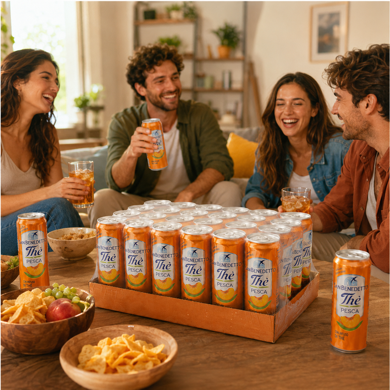 Verfrissende perzik smaak koude thee van San Benedetto, gemaakt in Italië, 24 blikjes (330ml per blik)