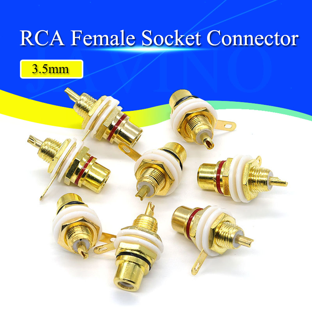 1 Pair RCA Female Socket Connector Chassis Panel Mount Adapter Audio Terminal Plug 3.5mm Plug AV Plug