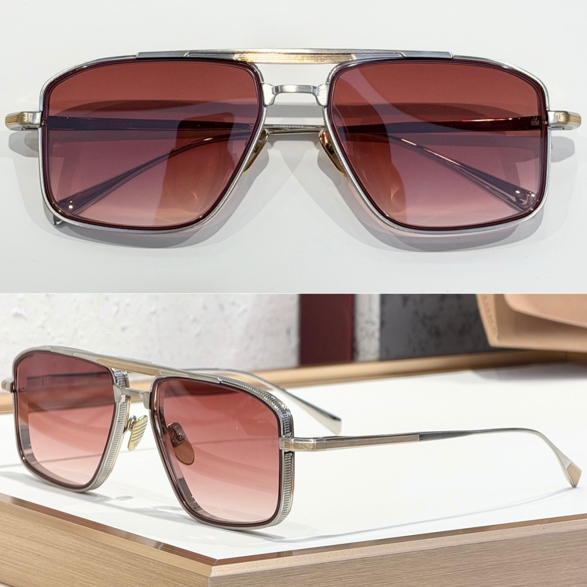  EARL Luxe grote oversized zonnebril met handgemaakt aluminium montuur, vierkante grote modebril voor heren en dames