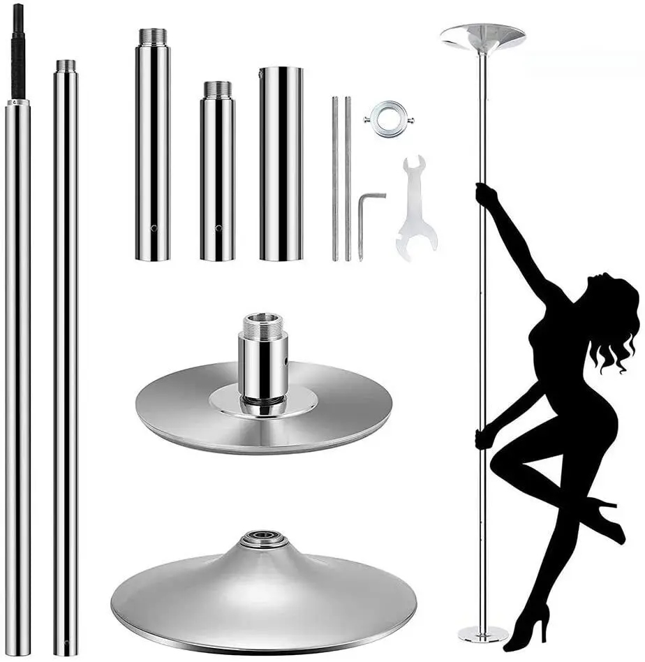 Barre de Pôle Dance, Professionnelle 45 mm Hauteur Réglable 235 cm à 274 cm, Statique et Rotation, Ensemble de bâtons de Danse Amovibles, pour entraînement de Club, fête, pub, Maison