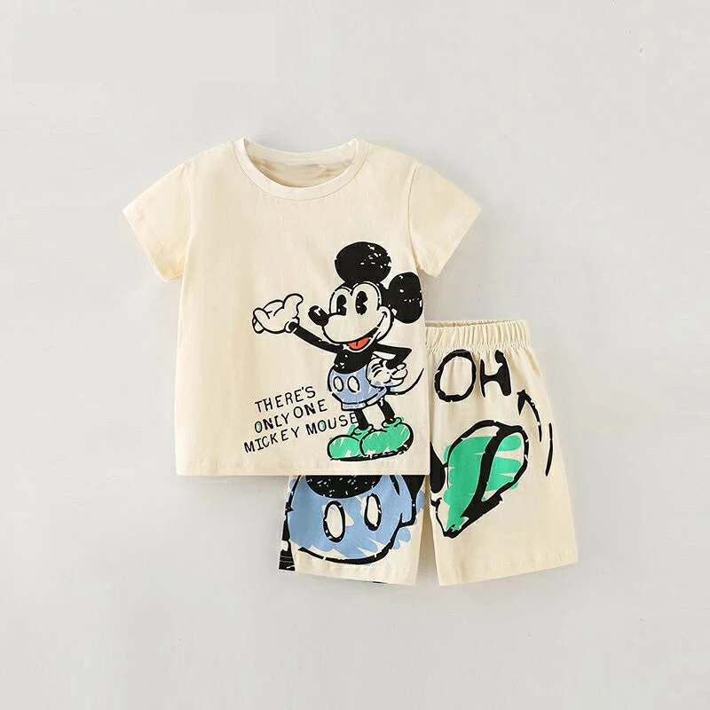 Conjunto informal de moda de 2 unidades para niñas y niños, camiseta + Pantalones cortos, chándales, traje de manga corta de verano para bebé, nuevo disfraz de moda