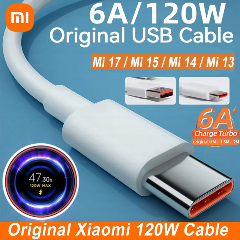 Cable USB Tipo C Original Xiaomi de 120W, Tipo 6A, Carga Turbo Rápida de 67W para Mi 17 Pro Max 15 14 Ultra 13 Pro Redmi Note 15 Poco X6
