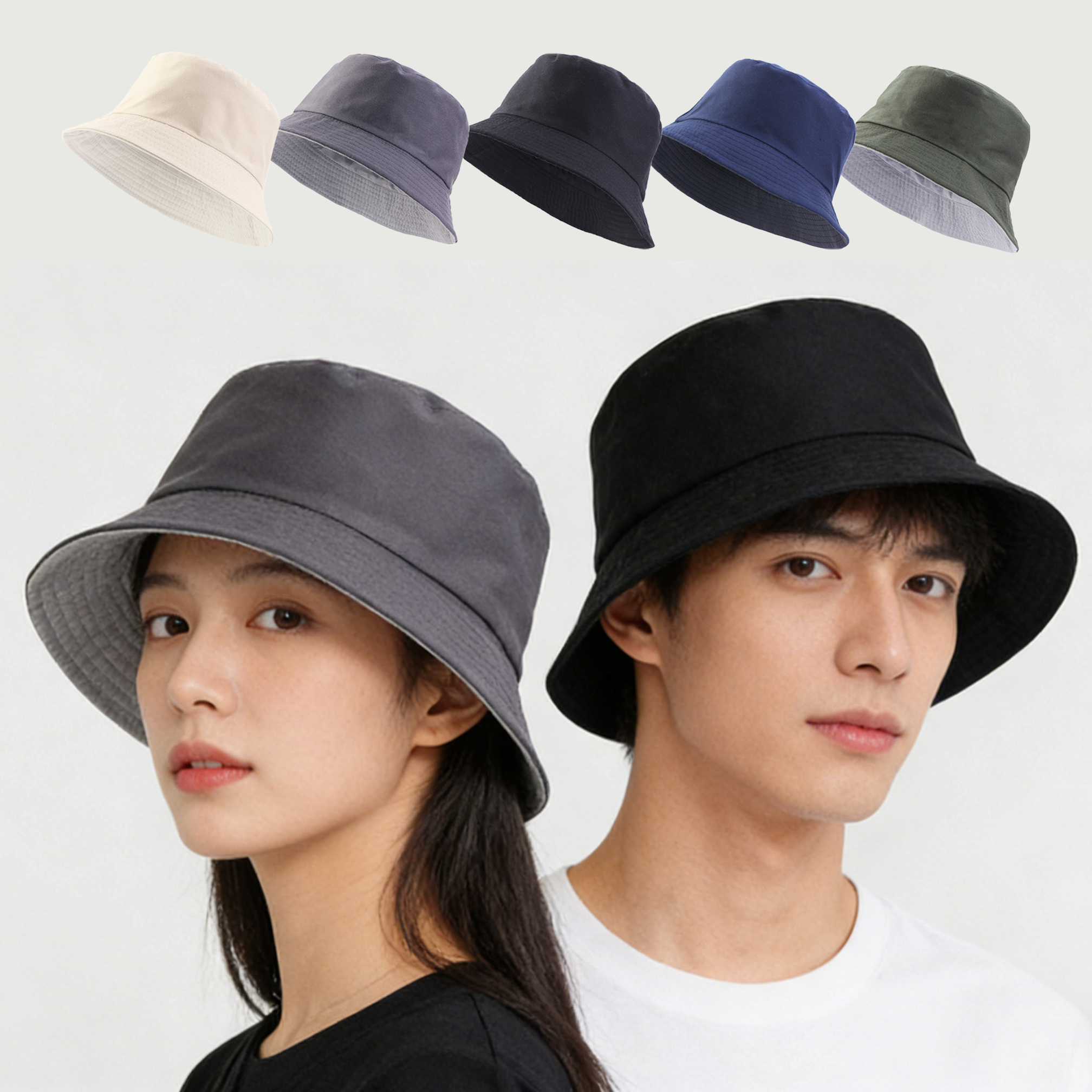 Chapeau Bob Unisexe Pliable Couleur Unie Printemps-Été, Chapeau de Pêcheur Anti-UV Extérieur, Chapeau de Bassin Double Face Tendance