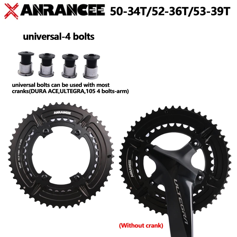 Anrancee plateau vélo de route manivelle plateau roue 50-34T 52-36T 53-39T pour Shimano 5800 R7000 R8000 R8100 couronne de vélo