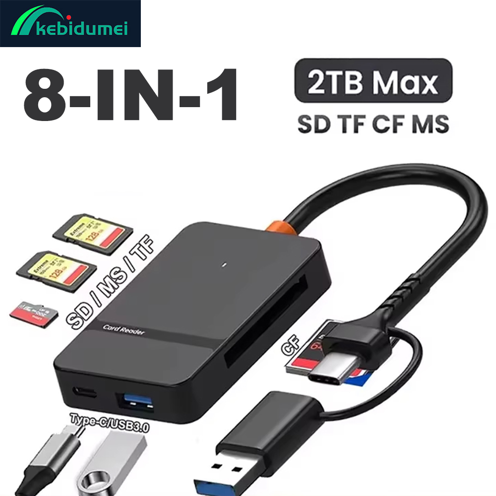 Устройство чтения карт памяти 8 в 1 типа C USB3.0 к SD TF CF MS для ПК, ноутбука, 104 МБ/с, 2 ТБ, устройство чтения смарт-карт, аксессуары для телефонов