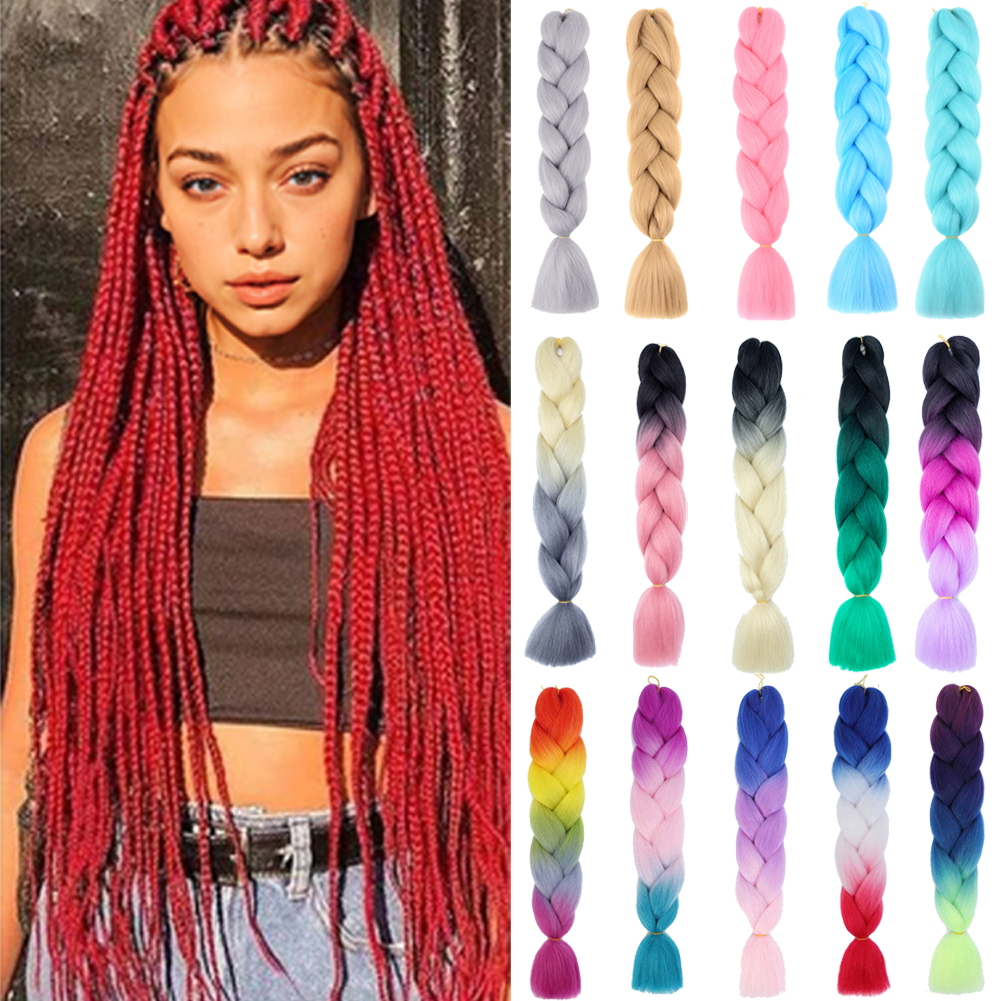 24 นิ้ว DIY จัมโบ้ Braiding ผมสังเคราะห์ Afro Ombre โครเชต์ผมขายส่งสําหรับผู้หญิง