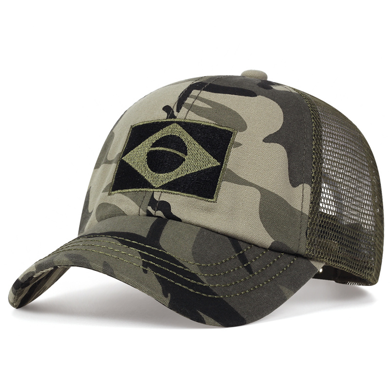 Casquette de baseball camouflage drapeau brésilien, casquette de combat dans la jungle réglable en coton pour l'extérieur, chapeau décontracté, chapeaux de sport hip hop