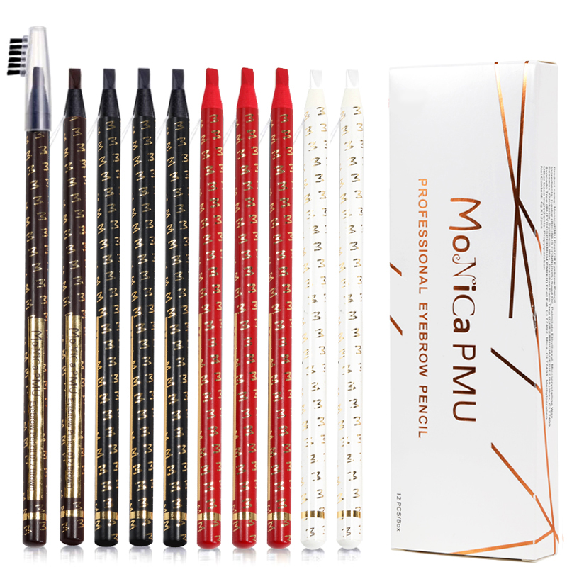1 Uds lápiz de cejas sombra impermeable Microblading maquillaje permanente lápiz de cejas posicionamiento labio marrón rojo suministros para cejas