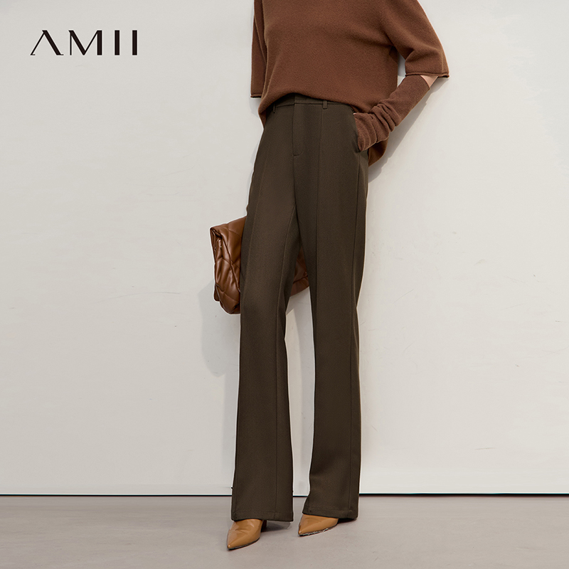 Минималистичные женские брюки Amii, новинка зимы 2021, универсальная женская одежда для поездок на работу, повседневные однотонные прямые брюки 12544139