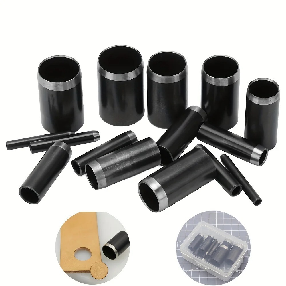 Perforadora de Agujeros Redondos de 15 Tamaños (1-15 mm), Juego de Herramientas de Perforación con Estuche de Almacenamiento, Perforadora de Cuero, Cortador de Cuero