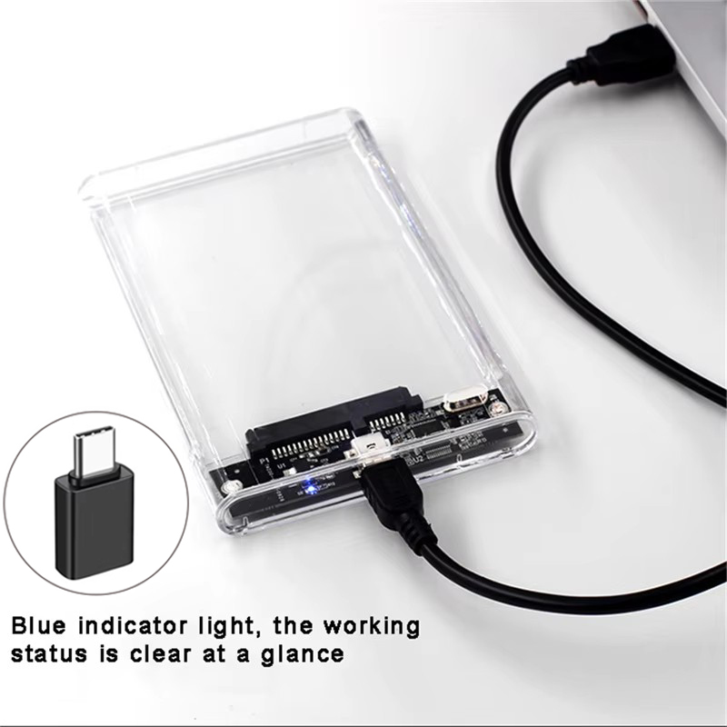 Casing HDD USB 3.0 2.5 inci, SATA HDD SSD, Kotak Hard Drive Eksternal 5Gbps Kecepatan Tinggi untuk PC Laptop PS5