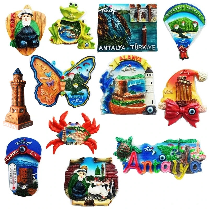 Adesivos magnéticos para geladeira, lembrança decorativa, presentes para a Turquia, Alanya, Ancara, viagem artefato