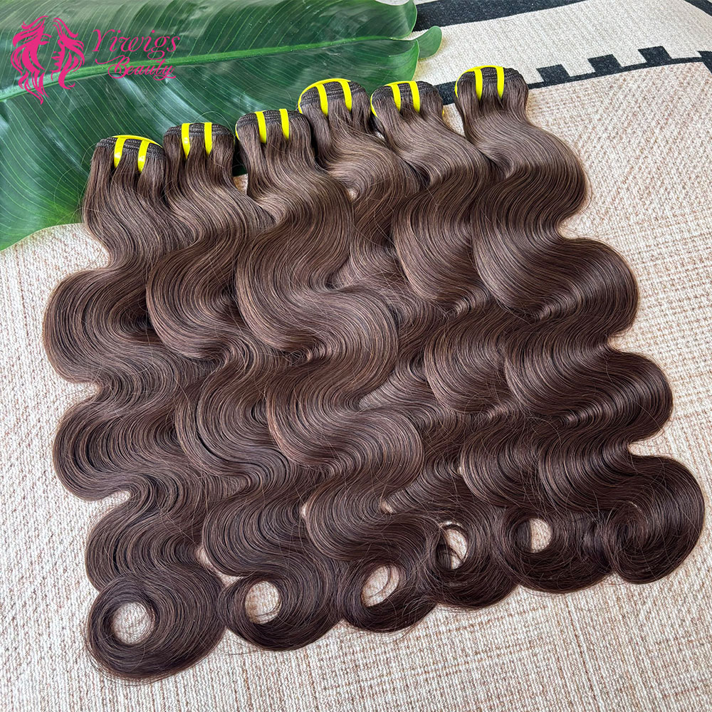 # 2 ช่อผมสีน้ำตาลเข้มแบบ Body Wave ไฮไลท์ผมแท้เวียดนาม เนื้อนุ่มลื่น สำหรับผู้หญิง ต่อผมแท้