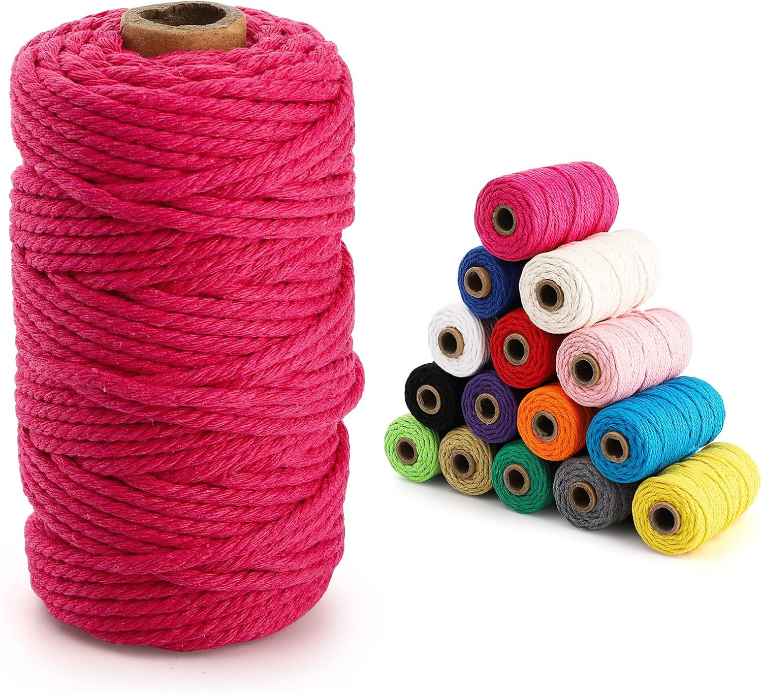 1Roll=200M Tali Makrame Katun 3mm Tali Terpilin Buatan Tangan Benang Kemasan Hadiah Tali Dekoratif Kerajinan DIY Aksesoris Jahit