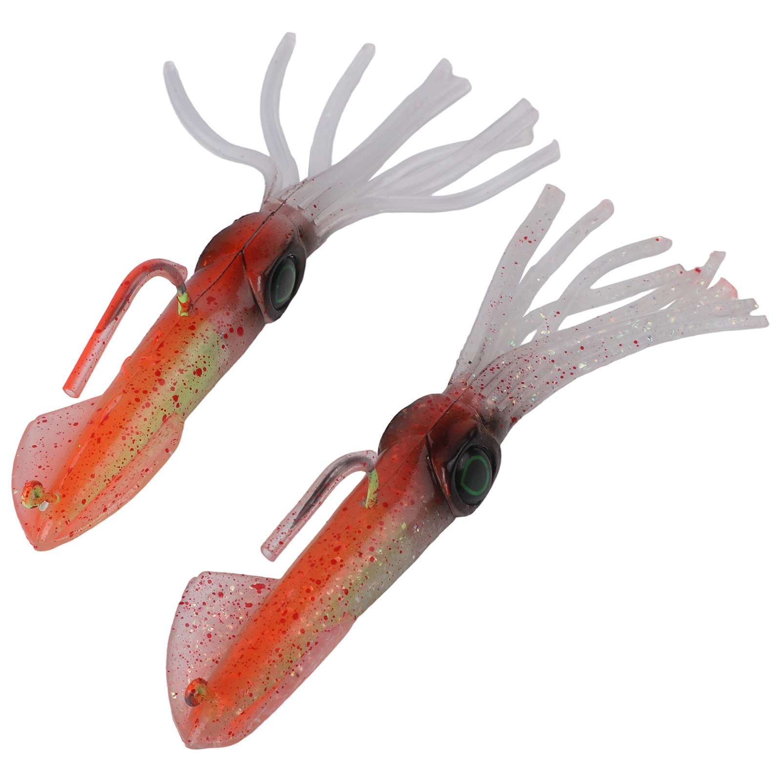 Glow In The Dark Artificial Octopus Bait Prerigged Squid Jig Sea Fishing Lures with Built in Sinkers for Long Distance Casting