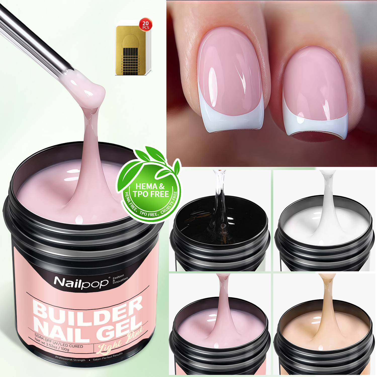 Nailpop Milky Smooth Builder Gel 30/100 г для наращивания ногтей Длительное быстрое наращивание УФ-гель Soak Off Nail Art Design DIY