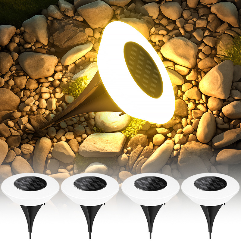 1/4 pièces lumières extérieures solaires 14LED lampe de pelouse étanche, 360 °   Éclairage au sol pour jardin, cour, allée, Patio, Camping, décor d'été