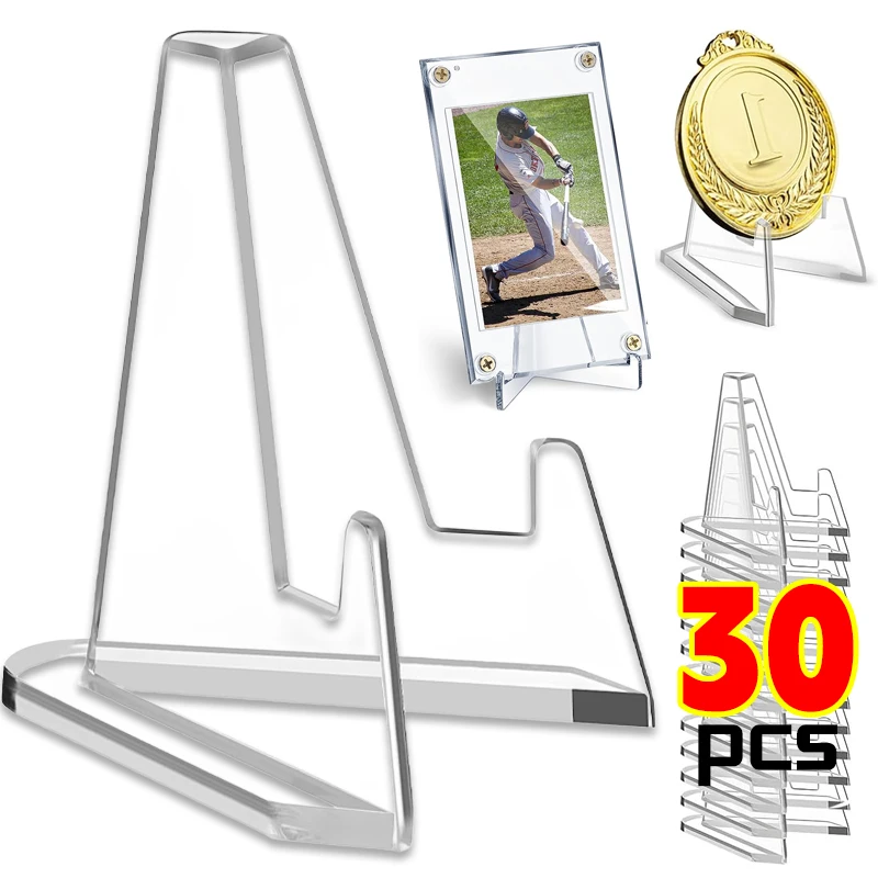 1-30Pcs Clear Acrylic Coin Display Stand Holders Small Easel Rack Trading Card Holder Support For Kpop Idol Card Organizer