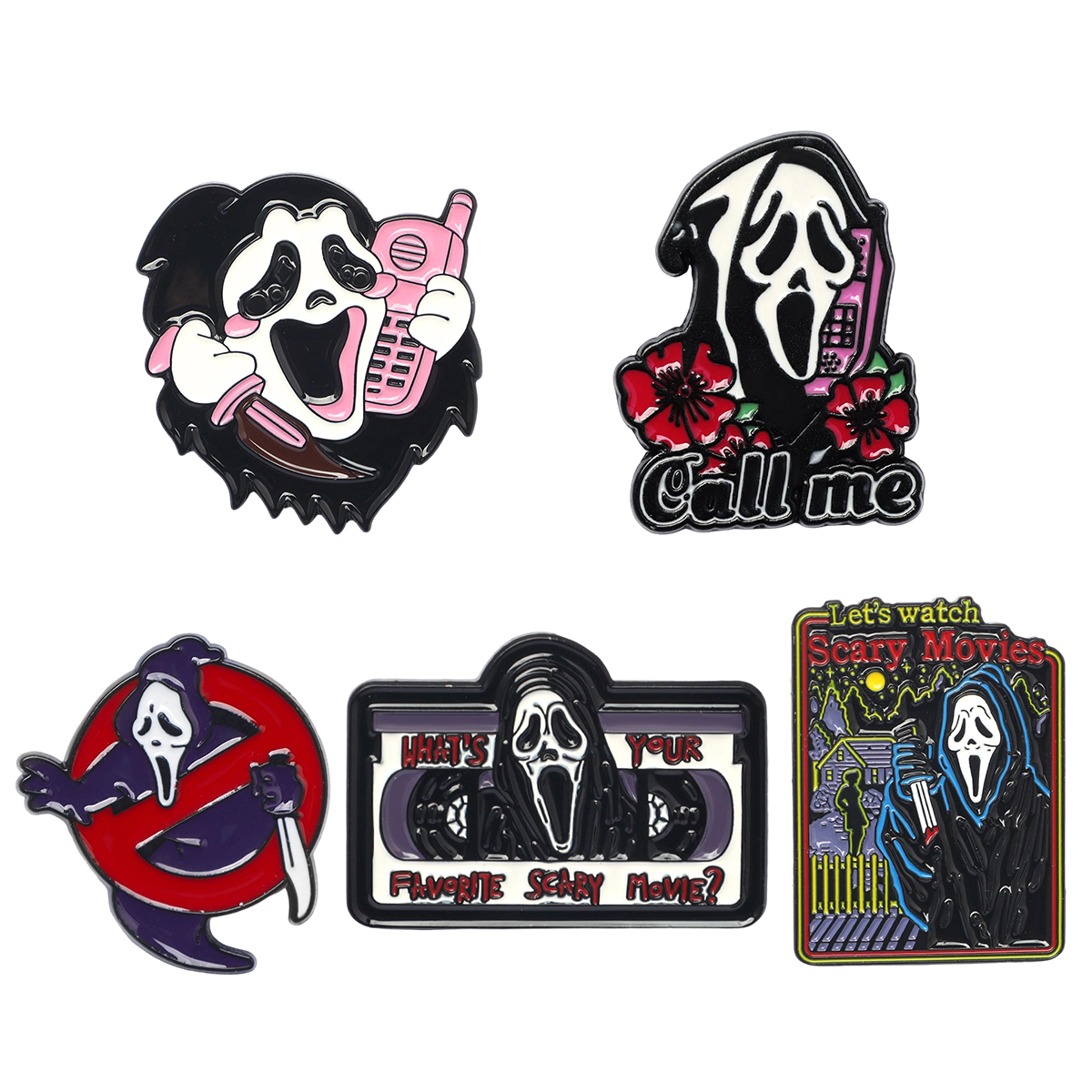 5 pçs/set gótico punk crânio série esmalte broche conjunto gola casaco mochila crachá halloween jóias acessórios presentes