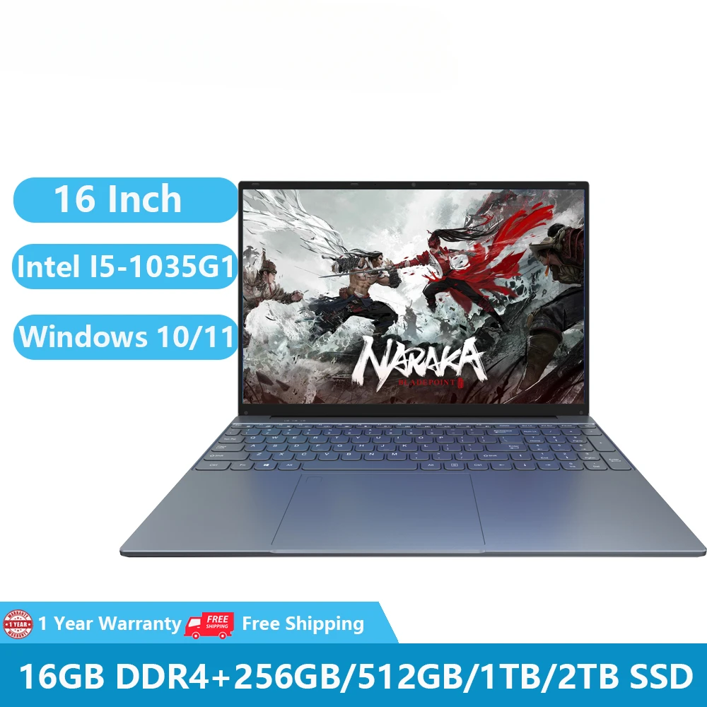 Windows 11 Gaming Laptops, 16 "Notebook, Computador, Notebooks Office, Intel I5-1035G1, 16GB RAM, 1TB, M.2 WiFi Camera, 2022