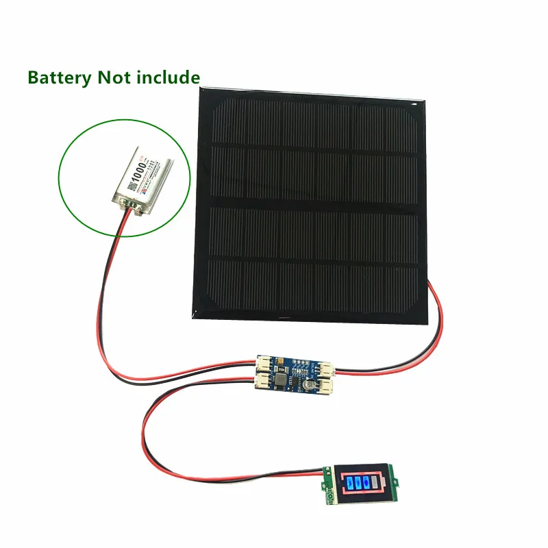 6V 3W 4.5W 6W 10W 9V 4.2W 12V 2W Solar Panel /Solar Min Battery Charger /Battery Display DIY KIT PH 2.0 Cable