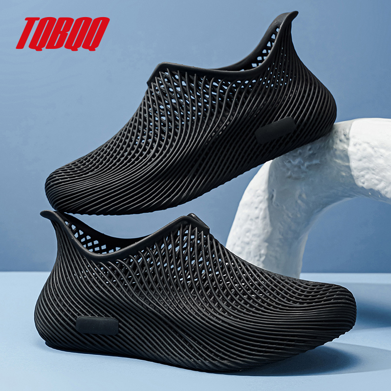 Letnie męskie buty casual z nadrukiem 3D, wygodne, ażurowe, oddychające, lekkie, siateczkowe klapki i sandały do noszenia na zewnątrz.