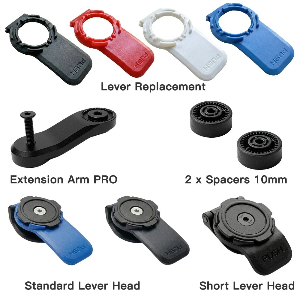 Cabeça de montagem rápida com alavanca 360° padrão, alavanca curta colorida, peça de reposição para braço de extensão com montagem giratória PRO para suporte de celular.