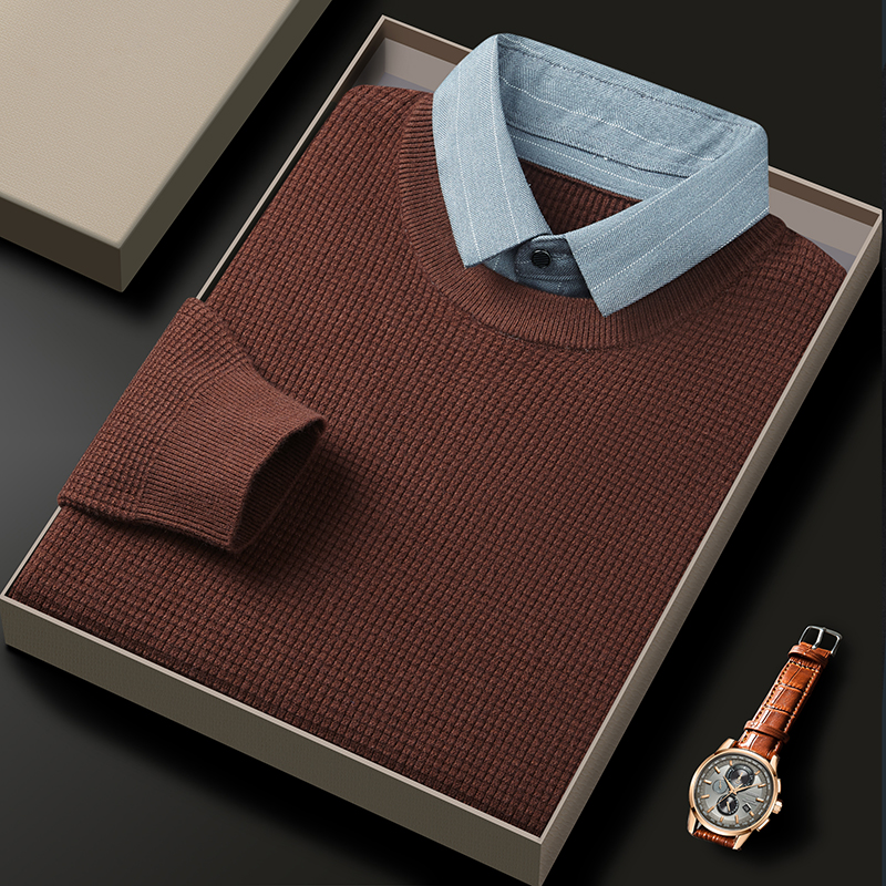 Suéter de lana para hombre, popularidad juvenil, jersey de manga larga con solapa, suéter de punto para hombre, suéter Vintage juvenil, ropa para hombre