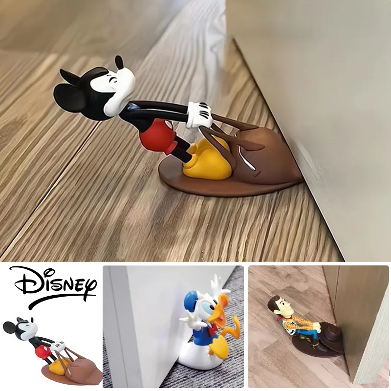 Penahan pintu Disney Mickey Mouse, penahan lantai belakang Anime lucu, dekorasi rumah kartun Anti tabrakan