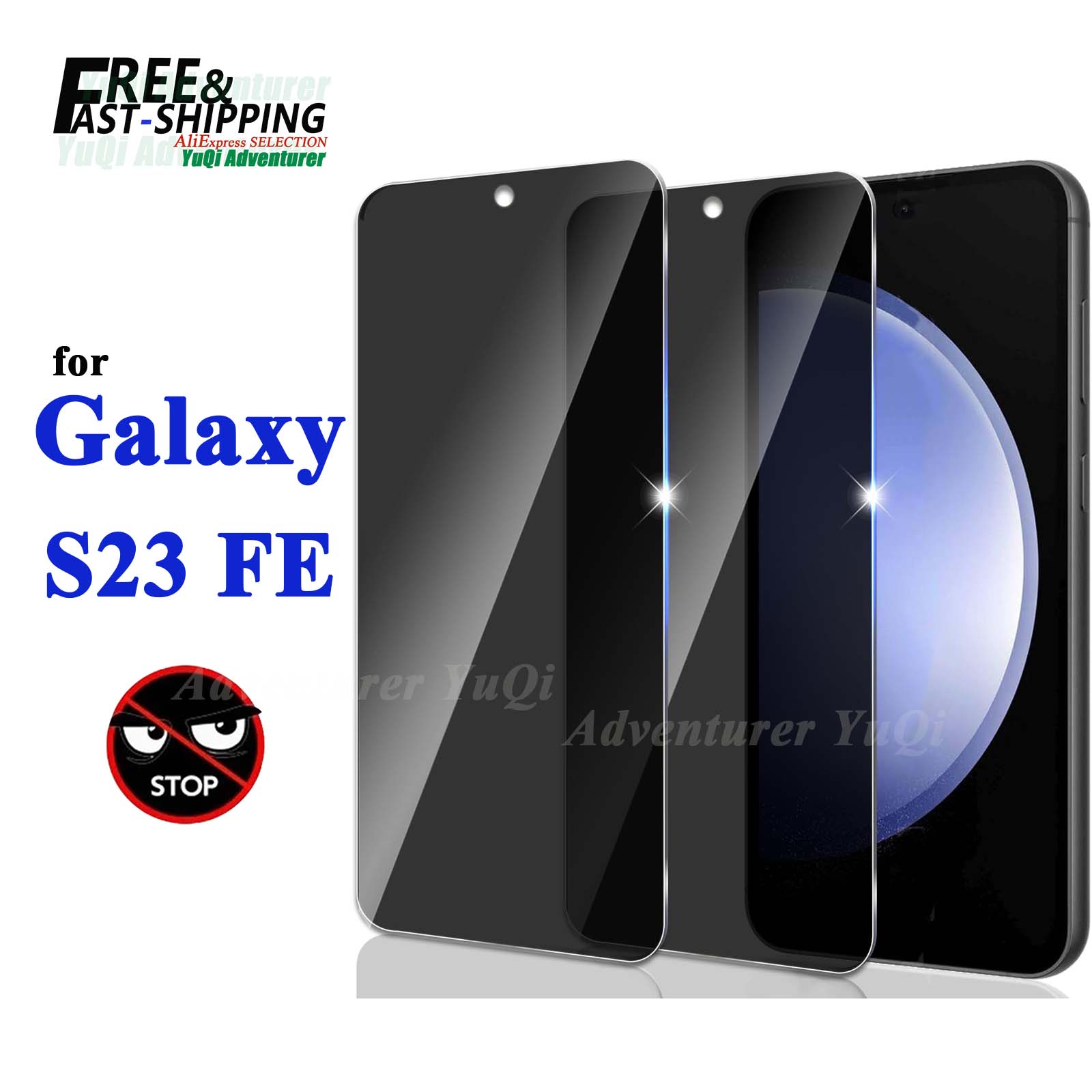 ตัวป้องกันหน้าจอ Anti Spy สําหรับ Galaxy S23 FE Samsung, กระจกนิรภัยความเป็นส่วนตัว Peep Scratch 9H Case Friendly High Aluminium