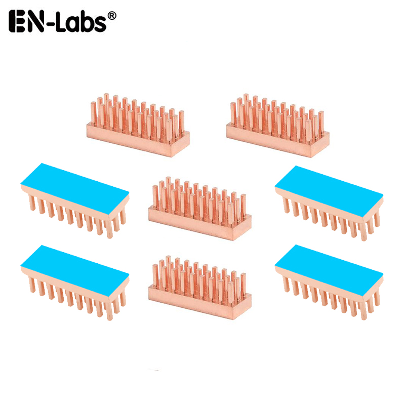 Dissipateur thermique de radiateur en cuivre, 8 pièces/lot, pour mémoire RAM VGA DDR GPU IC Chipset avec bande thermique assemblée 2W/mK