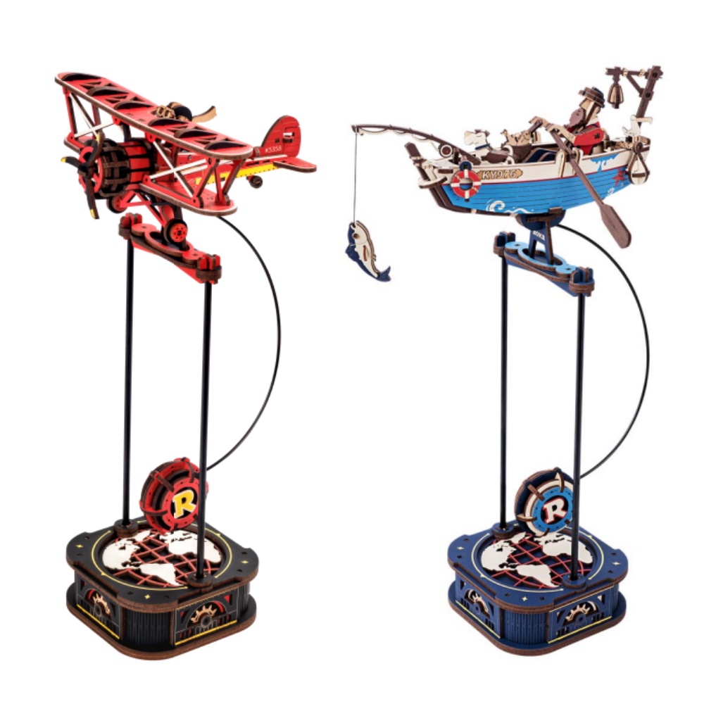 Robotime Gravity Swing Modelbouwset 3D Houten Puzzelset Sky Captain set Ocean Fisher set Beste Cadeaus voor Volwassenen en Tieners