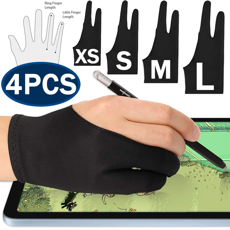 Guante de dibujo con rechazo de palma, guantes de dos dedos para Apple IPad, tableta capacitiva, pantalla de artista, tableta gráfica de mano derecha/izquierda