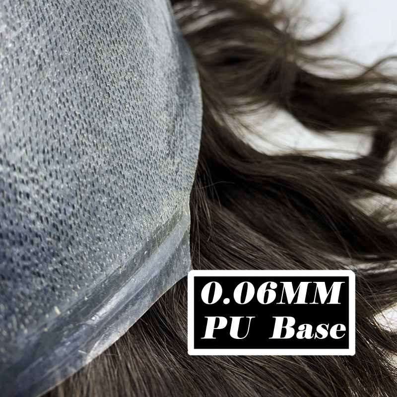 Peruca de prótese capilar masculina, peruca de pele completa de 0.06mm, cabelo humano real, peruca curta, peça de cabelo, unidade de sistema masculino